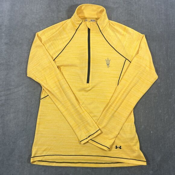 Arizona State Univ ASU Under Armour Women's Medium Yellow Qtr 1/4 Zip Pullover - Picture 1 of 7